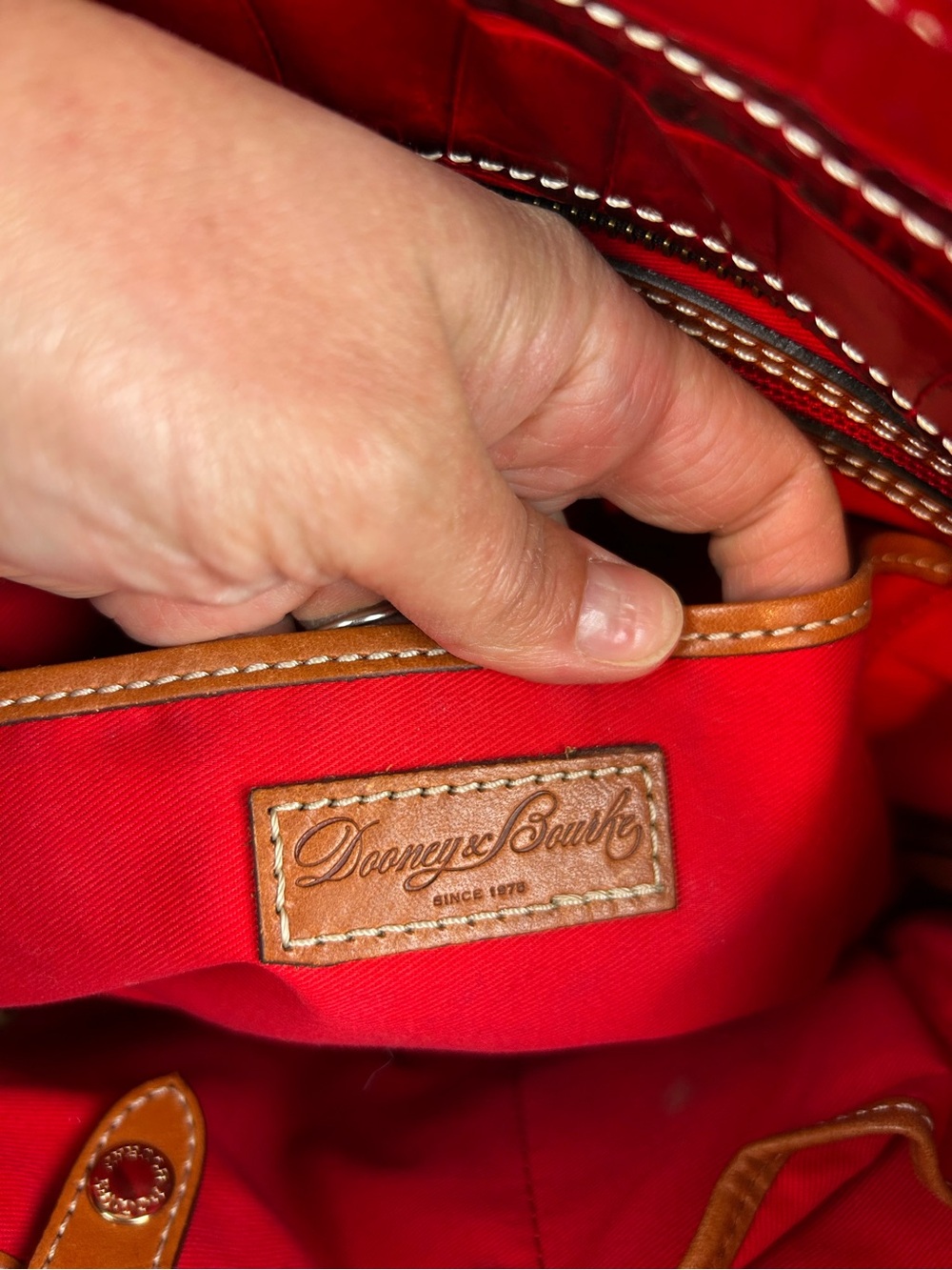 Dooney & Bourke Lexington Embossed Croc Patent Leather Tote Deep Red/Burgundy - Picture 3 of 8